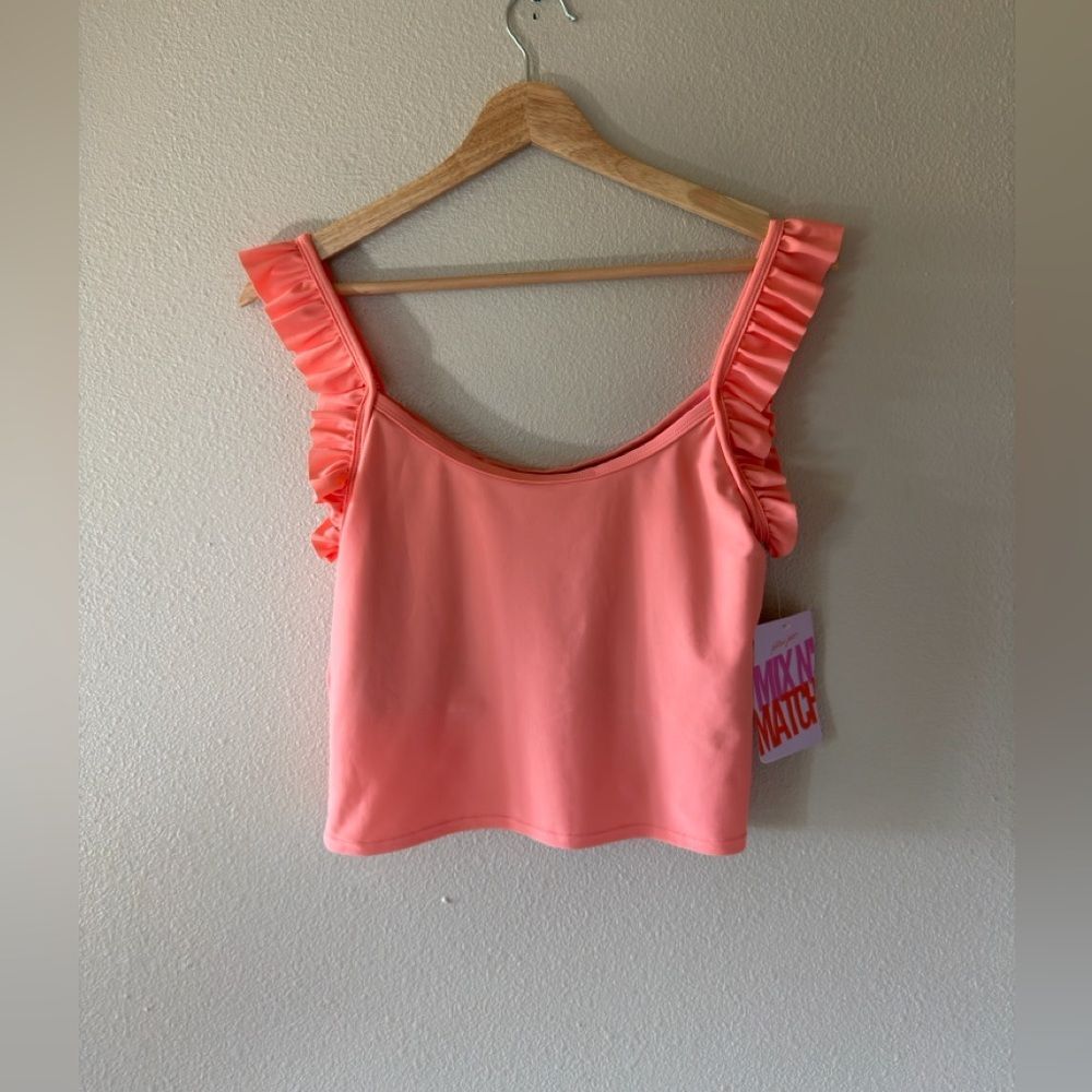 Kortni Jeane Coral Ruffle Strap Swim Top